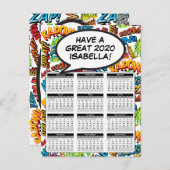 Carte Postale Comic Book Pop Art Speech Bubble 2020 Calendar (Devant / Derrière)