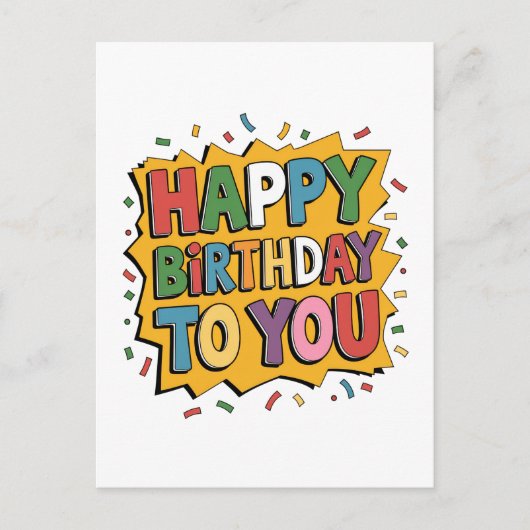 Carte Postale Comic Burst Joyeux Anniversaire (Devant)