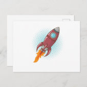 Carte Postale Comic Rakete Raumschiff Weltall Flugkörper (Devant / Derrière)
