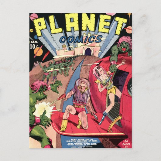 Carte Postale Comics Planètes (Devant)