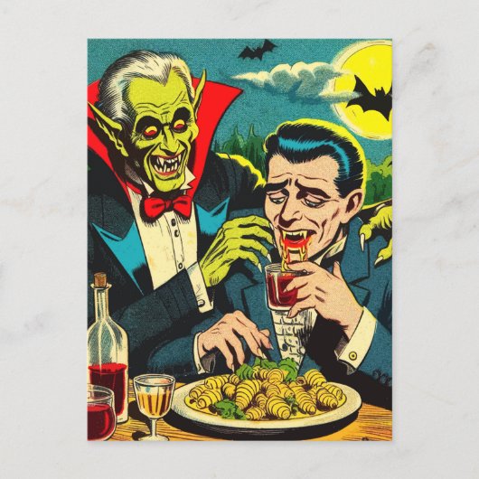 Carte Postale Comics Vampire d'horreur vintage (Devant)