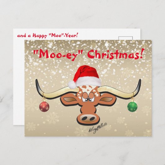 Carte postale Comique Longhorn Steer (Devant / Derrière)