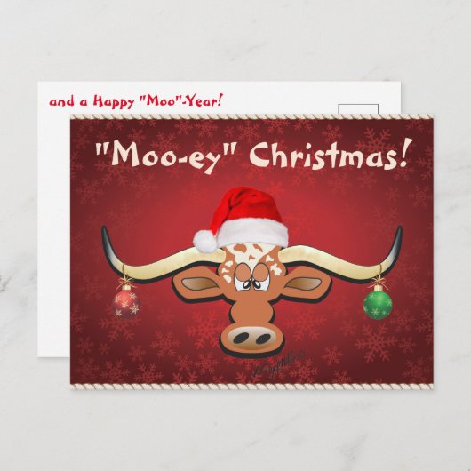 Carte postale Comique Longhorn Steer (Devant / Derrière)