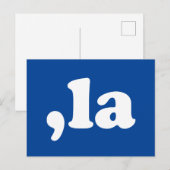 Carte Postale Comma La kamala prononciation typographie bleu (Devant / Derrière)