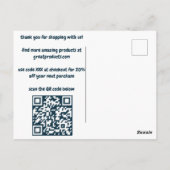 Carte Postale Commande MERCI Blue Curvy Bubbleletters QR personn (Dos)