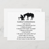 Carte Postale Commandements de cow-boy (Devant / Derrière)