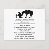 Carte Postale Commandements de cow-boy (Devant)