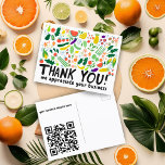 Carte Postale Commander MERCI Épicerie Fruits Légumes CUSTOM QR<br><div class="desc">Regardez cette carte cool, faite à la main par moi pour vous ! N'hésitez pas à ajouter votre propre texte à l'avant ou à l'arrière. Parfait pour inclure avec les commandes client, ajoutez votre propre texte à l'arrière - incluez vos coordonnées, codes de réduction pour les achats futurs ou d'autres...</div>
