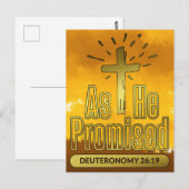 Carte Postale Comme Il L'A Promis Deutéronome 26:19 Bible Verse (Devant / Derrière)