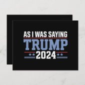 Carte Postale Comme Je Le Disais Lors De L'Élection De Trump En  (Devant / Derrière)