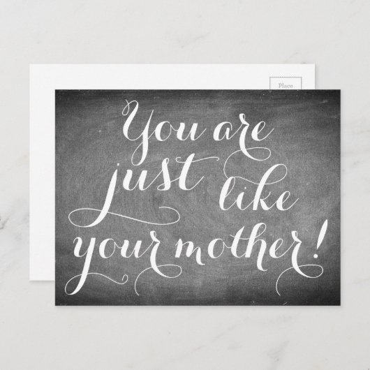 Carte Postale Comme la mère écriture typographique noir blanc (Devant / Derrière)
