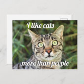 Carte Postale Comme les chats plus que les gens les yeux verts c (Devant / Derrière)