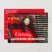 Carte postale commémorative de camion de pompiers  (Devant / Derrière)