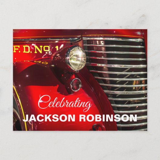 Carte postale commémorative de camion de pompiers  (Devant)