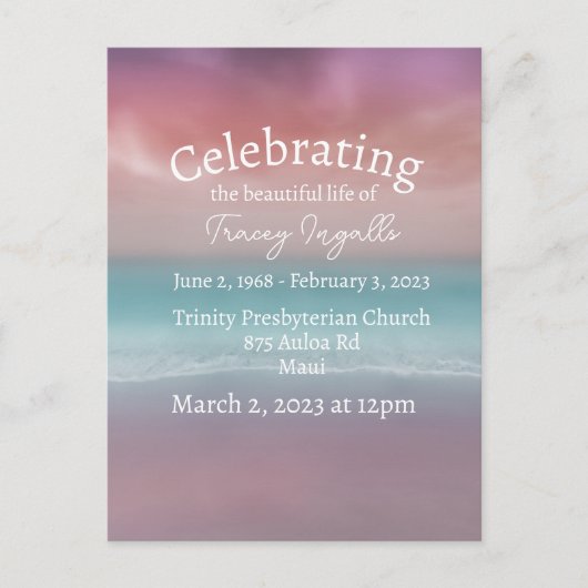 Carte postale commémorative de la plage rose au co (Devant)