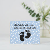 Carte Postale Commencé Par Un Baiser Bleu Bouton Personnalisé (Debout devant)