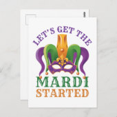 Carte Postale Commençons le Mardi Mardi Gras Party (Devant / Derrière)