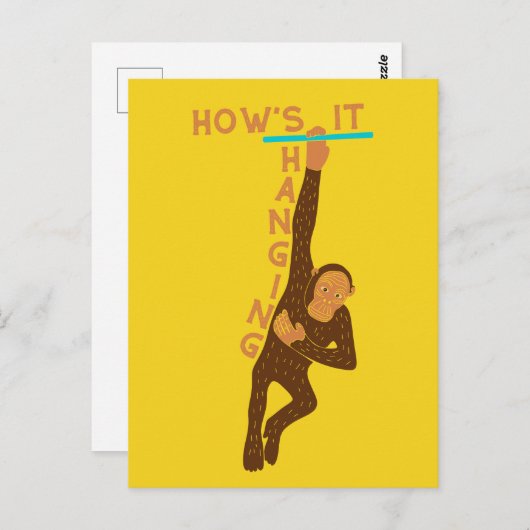 Carte Postale Comment ça va accrocher le mignon singe graphique (Devant / Derrière)