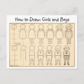 Carte Postale Comment dessiner un petit garçon et une petite fil (Devant)