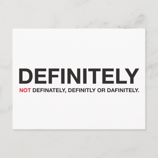 Carte Postale Comment épeler "définitivement" (Devant)