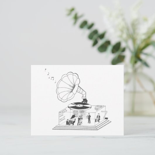 Carte Postale Comment fonctionne un Gramophone ? (Debout devant)