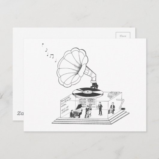 Carte Postale Comment fonctionne un Gramophone ? (Devant / Derrière)