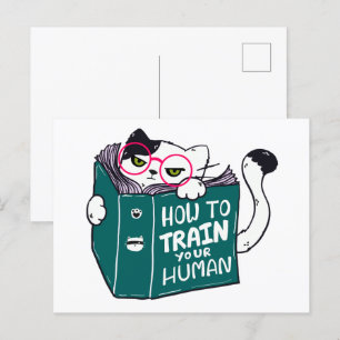 Carte Postale Comment former votre chat drôle humain avec lunett