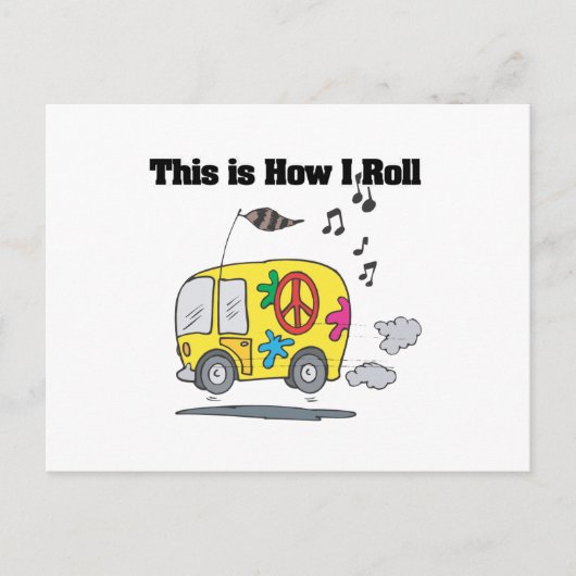 Carte Postale Comment je roule (fourgon hippie) (Devant)