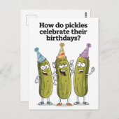 Carte Postale Comment les cornichons célèbrent-ils leur annivers (Devant / Derrière)