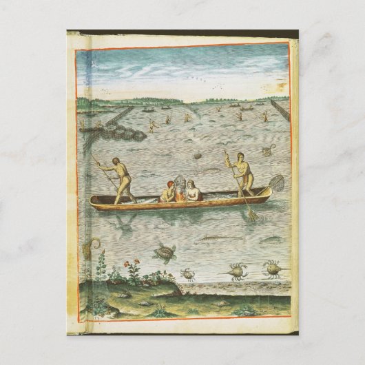 Carte Postale Comment les Indiens attrapent leur poisson (Devant)