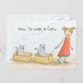 Carte Postale Comment marcher un chat amusant (Devant / Derrière)