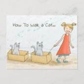 Carte Postale Comment marcher un chat amusant (Devant)