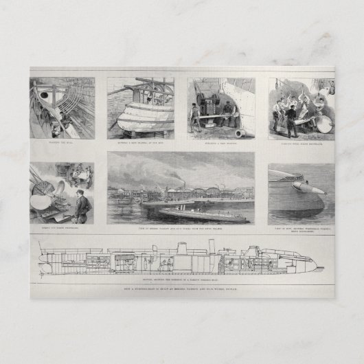Carte Postale Comment un bateau torpille est construit (Devant)