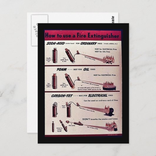 Carte Postale Comment utiliser un extincteur (Devant / Derrière)