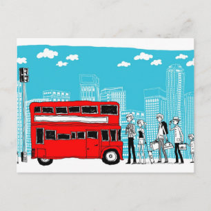 Carte Postale Commutateurs en attente à l'arrêt de bus