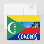 Carte Postale Comores Drapeau des Comores (Devant / Derrière)