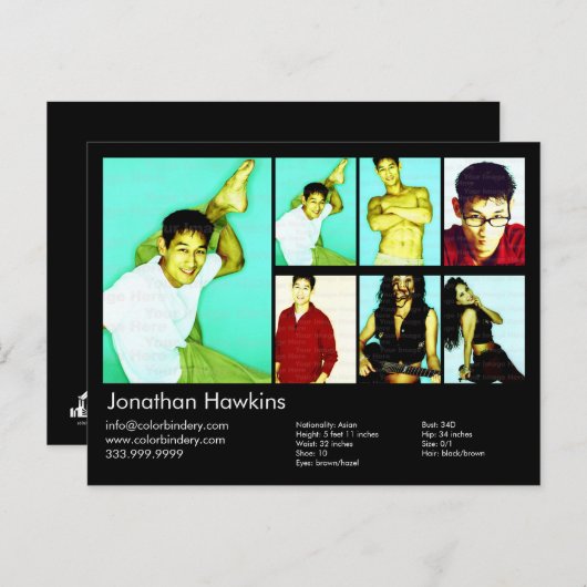 Carte Postale Comp. Acteur et modèle noir (Devant / Derrière)