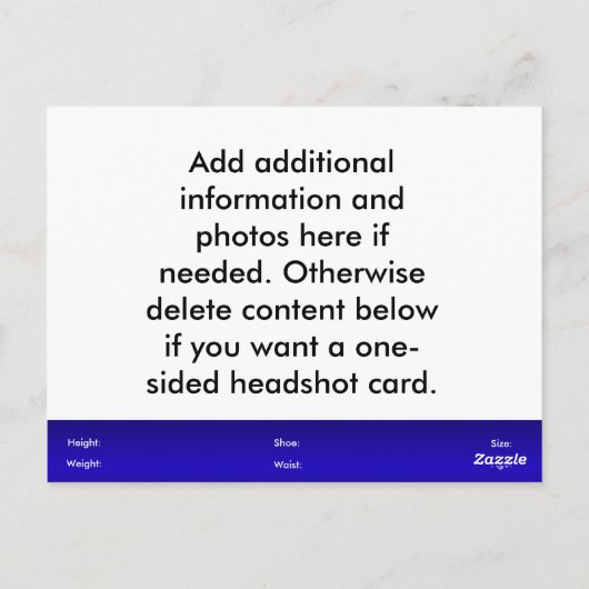 Carte postale Comp. modèle enfant (Dos)