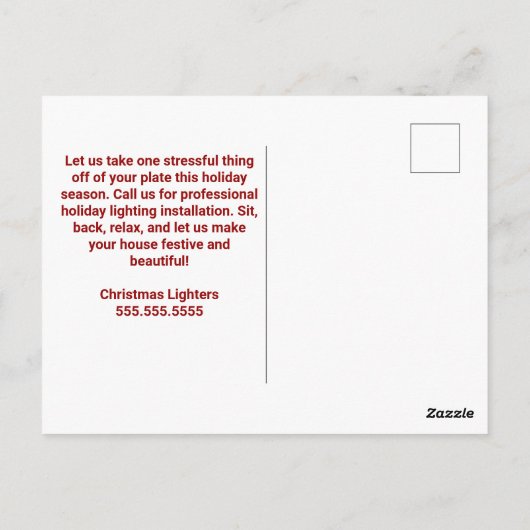 Carte Postale Compagnie d'installation de lumière de Noël person (Dos)