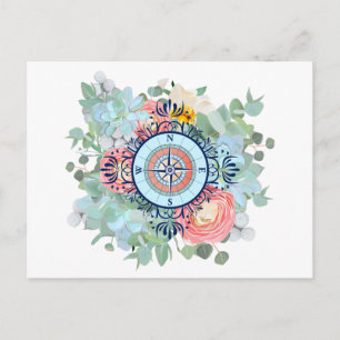 Carte Postale Compas avec succulents