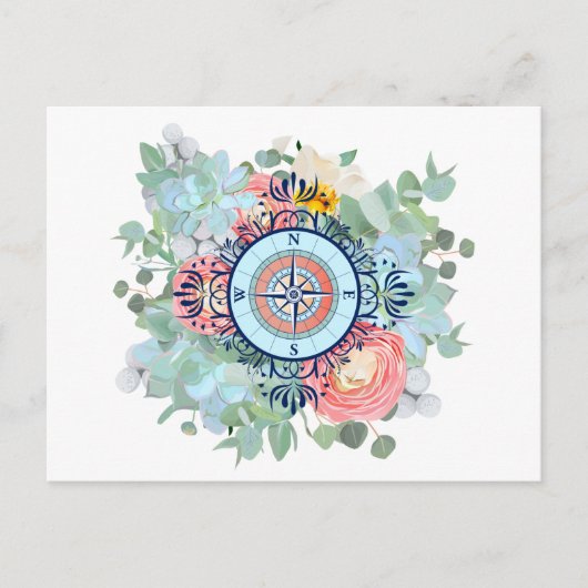 Carte Postale Compas avec succulents (Devant)