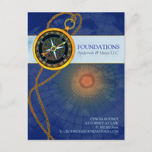 Carte Postale Compas Moderne Élégant pour Promotion d'Entreprise (Devant)