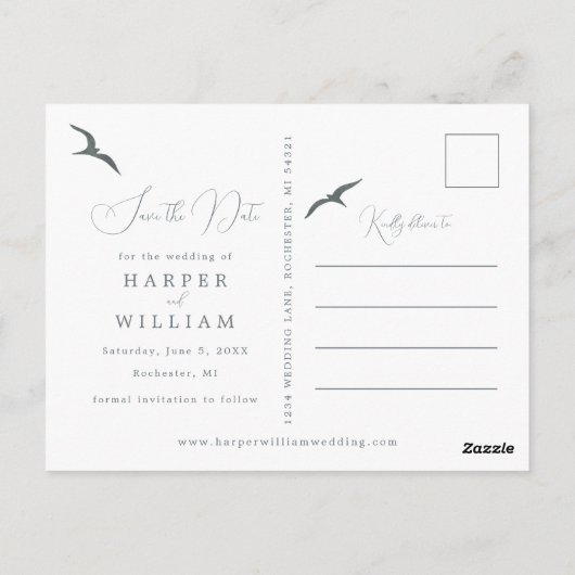 Carte Postale Compass rose photo nautique enregistrer la date (Dos)