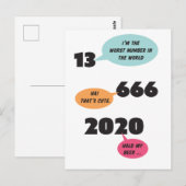 Carte Postale Compétitions 2020 pour le pire nombre au monde (Devant / Derrière)