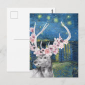 Carte Postale Compilation Van Gogh Nuit étoilée et cerf floral (Devant / Derrière)