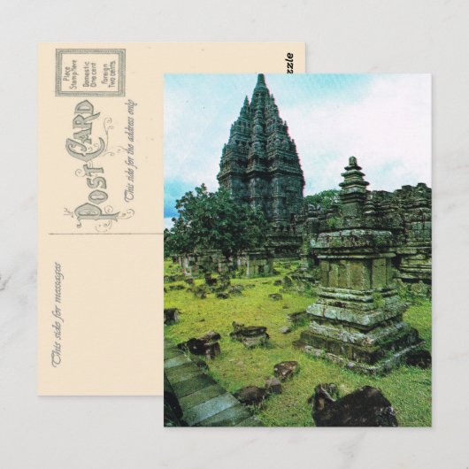 Carte Postale Complexe de temple Prambanan, Java, Indonésie (Devant / Derrière)
