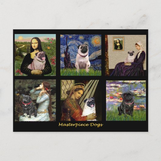 Carte Postale Composite de pug d'art célèbre #1 (Devant)