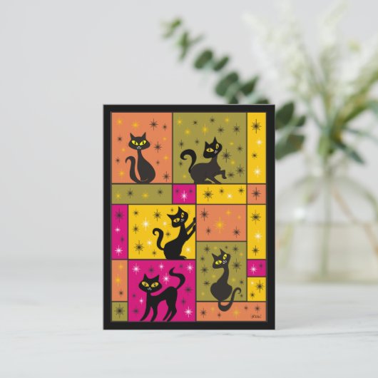 Carte Postale Composition avec 5 chats noirs (Debout devant)