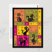 Carte Postale Composition avec 5 chats noirs (Devant / Derrière)