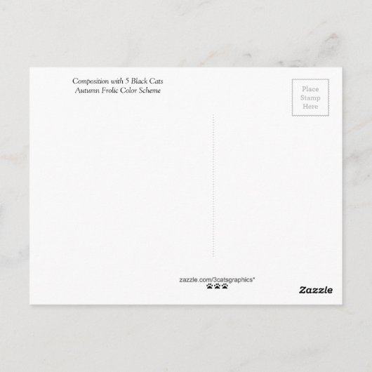 Carte Postale Composition avec 5 chats noirs (Dos)